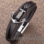 HHGEE XING Mens Leather Bracelet Cowhide Multi-Layer Braided Leather Wrist Cuff Bangle