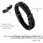 Maerzl Mens Leather Bracelet with Black Magnetic Stainless Steel Clasp Wrist Cuff Bangle