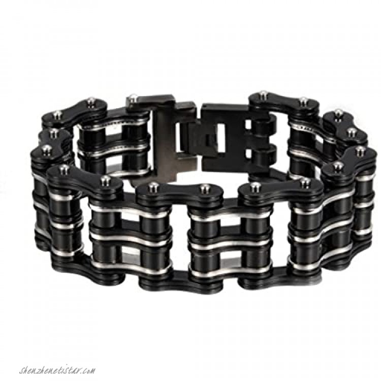 BlueFox Men's Bracelet High Polished Titanium Steel Mini Link Biker Bracelet Pack 1 9''