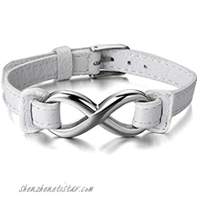 COOLSTEELANDBEYOND Infinity Love Genuine Leather Bracelet for Men and Women Stainless Steel…