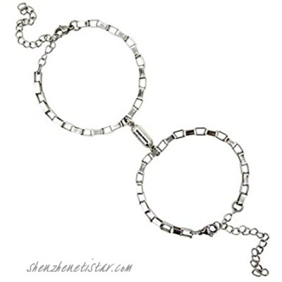 HnBaLnam Magnetic Matching Couples Bracelets Boyfriend and Girlfriend Best Friend Stainless Steel Relationship Bracelets Gift Set for Men Woman