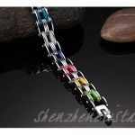 HUANIAN Mens Stainless Steel Rainbow Silicone Biker Bracelet High Polished Bike Chain 8.5