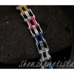 HUANIAN Mens Stainless Steel Rainbow Silicone Biker Bracelet High Polished Bike Chain 8.5