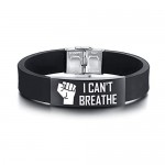 I Can't Breathe Black Lives Matter Engraved Silicone Wristband Justice Freedom Peace Spread Awareness Men Bracelet BLM Bracelet