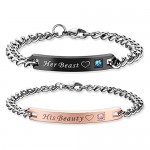 Relationship Bracelets For Couples Set Her Beast His Beauty 2 Pcs Romantic Lettering Couples Link Bracelets Promise Gifts Birthday Present For Teens Girls Boys Women Men BF GF Lovers Parents