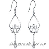 925 Sterling Silver Earrings BoRuo Lotus Flower Yoga Earrings