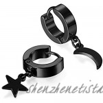 Cupimatch Black Huggie Hinged Hoop Earrings Men 3 Pairs Stainless Steel Cross Star Stud Earrings