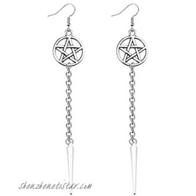 KEYCHIN Supernatural Inspired Jewelry SPN Jewelry Supernatural Evil Power Wing Five-Pointed Star Earring Supernatural Fans Sam Dean Winchester Gift