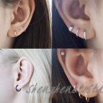 Small Hoop Earrings for Women Teens Girls Men 14K White Gold Plated Tiny Huggie Hoop Earrings Cartilage Earrings Tragus Helix Earrings 8mm/10mm/12mm