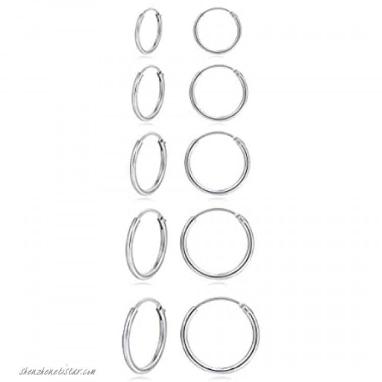 Small Silver Hoop Earrings - 3 Pairs Small Hoop Earrings for Women Men Gifts Hypoallergenic 925 Sterling Silver Hoop Earrings Endless Tiny Hoop Earrings Set for Cartilage Nose Lip Ring(8/10/12mm)