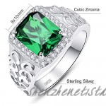 BONLAVIE Created Emerald Rings for Men 925 Sterling Silver Men's Wedding Engagement Rings 8x10mm Sapphire Emerald Cut CZ Bands Ring Size 6-12