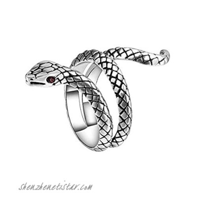 Eriokk Snake Rings Punk Vintage Animal Opening Adjustable Knuckle Snake Rings For Teen Girls Women Men Cool 925 Sterling Silver Jewelry Rings