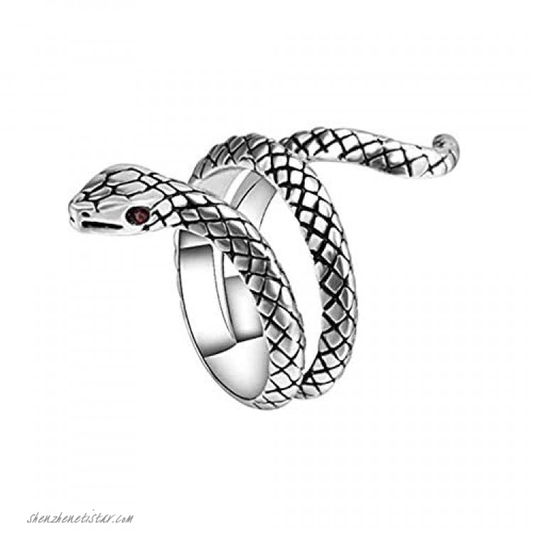 Eriokk Snake Rings Punk Vintage Animal Opening Adjustable Knuckle Snake Rings For Teen Girls Women Men Cool 925 Sterling Silver Jewelry Rings