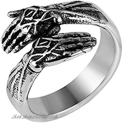 HZMAN Hug Ring Stainless Steel Retro Men Women Open Jewelry Couple Anniversary Romantic Adjustable Ring