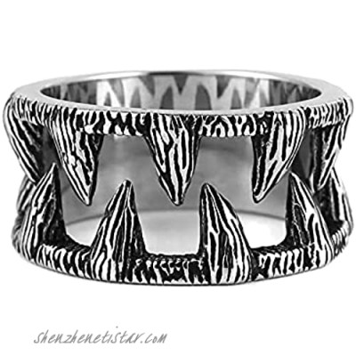 HZMAN Men Fashion Vintage Stainless Steel Gothic Biker Cocktail Party Ring