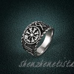 HZMAN Men Stainless Steel Ring Nordic Viking Compass Valknut Vegvisir Pirate Retro Symbol Jewelry