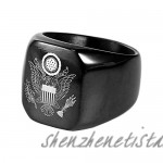JAJAFOOK Vintage US Military Army Ring Eagle Medal Ring for Men's Stainless Steel Army Signet Rings Silver/Gold/Black