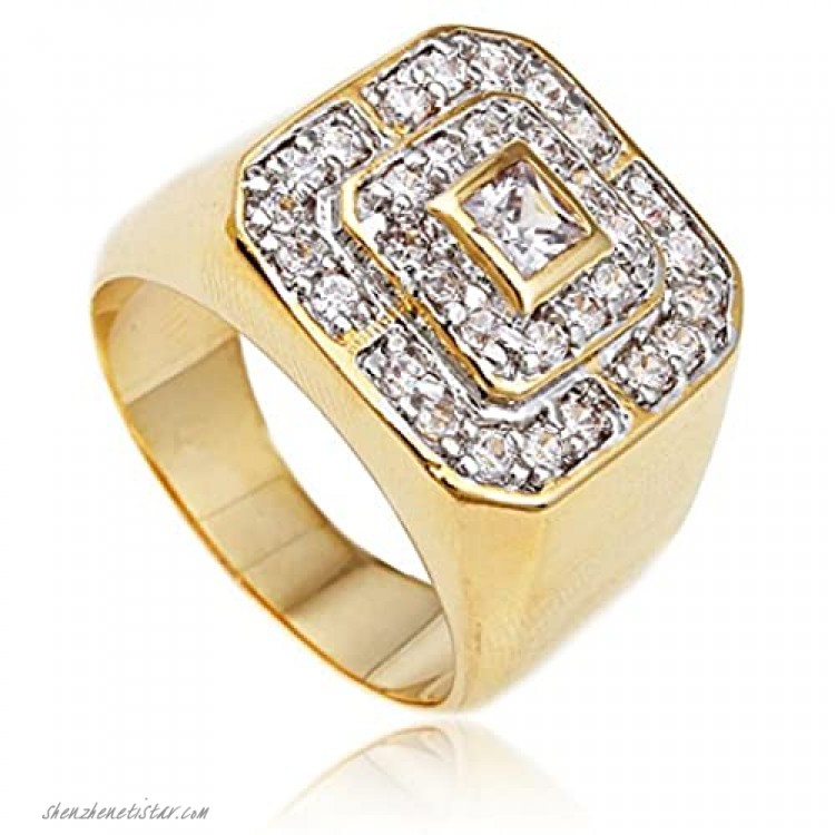 JOTW Men's Goldtone Cz Layered Squares Ring Sizes 7-17 (BF-OFHB-OBTE)