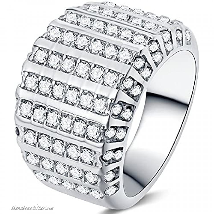 Jude Jewelers Stainless Steel Wedding Engagement Ring Eternity Cluster Cocktail Anniversary Valentine
