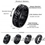 Thunaraz 4 Pieces Black Spinner Rings for Men Women Cool Chain Inlaid Stainless Steel Fidget Ring Set 6-8mm Wide Stress Relieving Fashion Wedding Promise Band Rings Size 7-13