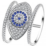 Uloveido Blue Evil Eye Rings for Women Cubic Zirconia Female Ring with an Eye Jewelry Gifts Y325