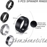 WAINIS 8 Pcs Stainless Steel Black Fidget Spinner Rings for Men Women Cool Release Anxiety Rings Set