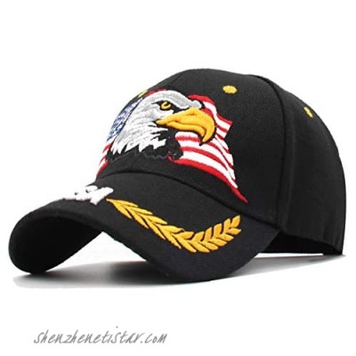 Anna-Kaci USA American Flag Patriotic Eagle Hawk Embossed 3D Adjustable Velcro Baseball Caps Hats