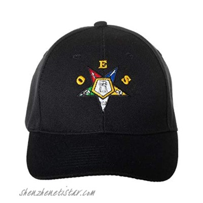 Artisan Owl Order of The Eastern Star Freemasons Embroidered Black Baseball Cap