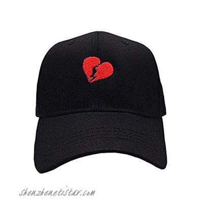 Broken Heart Dad Hat Embroidered Curved Adjustable Baseball Cap Love Hat Cotton Cap(Black)