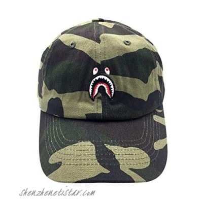Classic Embroidery Baseball Caps Cotton Adjustable Shark Dad Hats Unisex Headwear