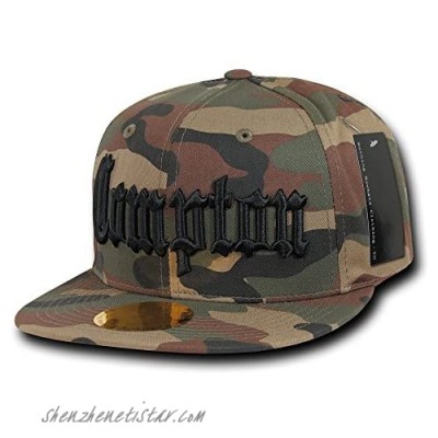 DECKY Camo Old English Embroidered Flat Bill Snapback Cotton Cap