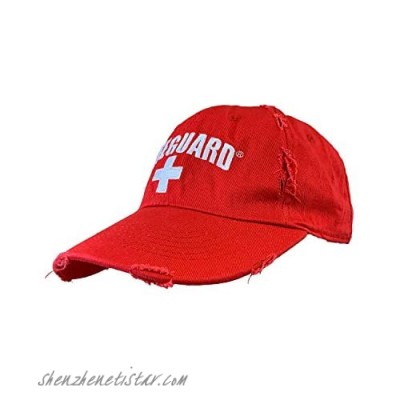 LIFEGUARD Officially Licensed Red Vintage Worn Look Baseball Cap Adjustable Sun Hat Ideal for Men and Women