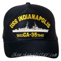 United States Navy USS Indianapolis CA-35 Heavy Cruiser Emblem Patch Hat Navy Blue Baseball Cap