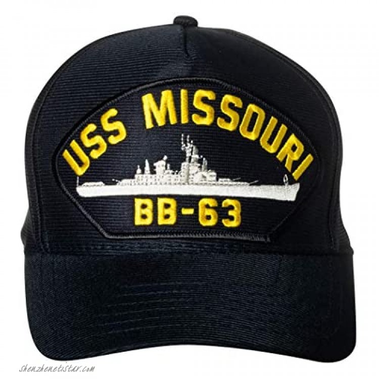 United States Navy USS Missouri BB-63 Battleship Emblem Patch Hat Navy Blue Baseball Cap