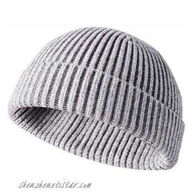 JFAN Men's Beanie Hats Winter Knit Daily Wearing Roll up Fisherman Beanie Hat