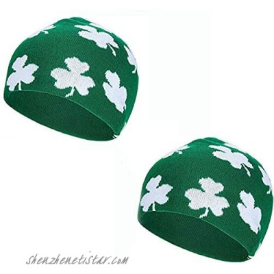 SHBI 2 Pieces St Patrick's Day Hats Shamrock Beanie Hat Green Beanie Cap for St Patrick's Day