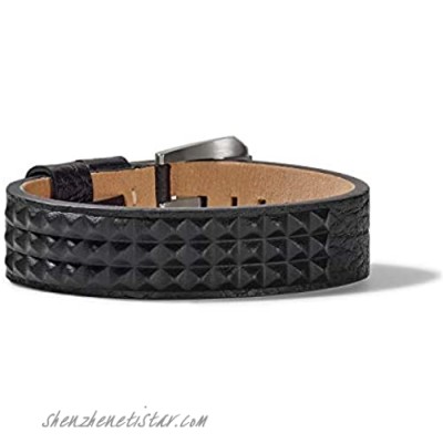 Bulova Mens Precisionist Black Leather Belt-Strap Bracelet with Embossed Pyramid Stud Details (Model J96B010)