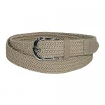CTM Men's Elastic Braided Stretch Belt with Silver Buckle and Matching Tabs