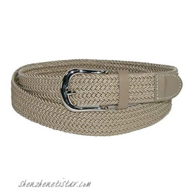 CTM Men's Elastic Braided Stretch Belt with Silver Buckle and Matching Tabs