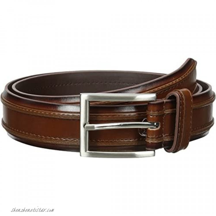 Florsheim Men's 32 mm Leather Double Ribbed Belt