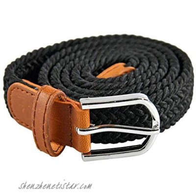 HOME-X Ladies' Braided Stretch Belt Elastic Belts for Women Black - Stretches From 40” to 50” L