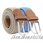 L&Y Jewelry Braided Stretch Belt for Women& Men Unisex-Adults Casual Woven Elastic Pants Belt with Leather Tip Multicolors