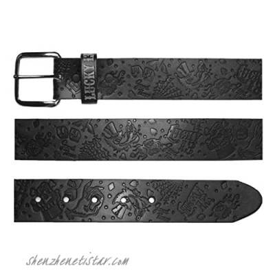 Lucky 13 Mens High Roller Embossed Leather Belt Black