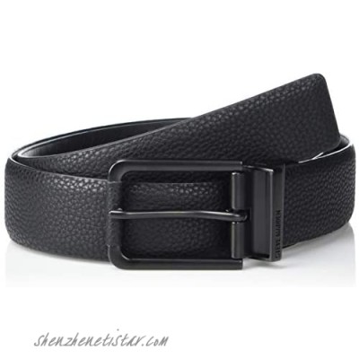 Steve Madden Men's Reversible Pebbled Stretch Belt with Pu Tip and Rounded Hardware