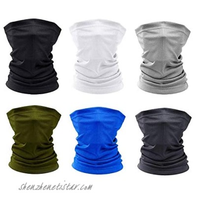 Cooling Neck Gaiter Face Mask - Sun UV Protection Summer Face Cover Windproof Scarf Unisex Gator Face Mask Sunscreen Breathable Bandana Balaclava for Sports Outdoor (6 Pcs)