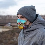 The Flint-stones 2 PCS Cloth Face Mask Adult Washable Reusable Adjustable Earloops Bandana with 4 PCS Fliter for Men Women