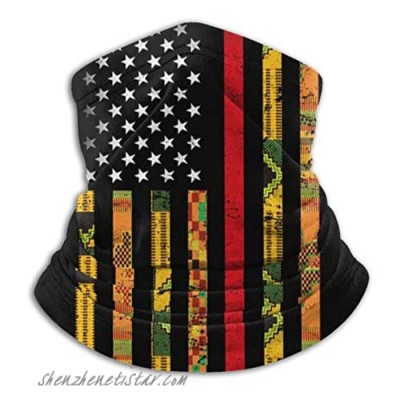 SHARP-Q Kente US African American Flag Microfiber Neck Warmer Headwear Face Scarf Mask