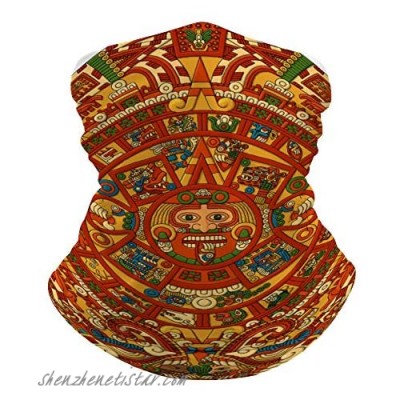 WXUEH Summer Cooling Neck Gaiter Mask Aztec Calendar Archeology Reusable Face Cover Scarf UV Protection Breathable Bandana Seamless Balaclavas Headband Headwear for Outdoors Sports White 50x25cm