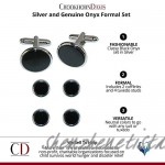 CrookhornDavis Men's Silver and Genuine Onyx Formal Set