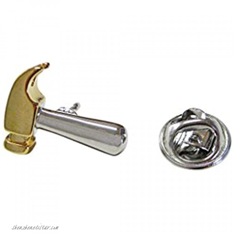 Kiola Designs Gold and Silver Toned Construction Hammer Lapel Pin